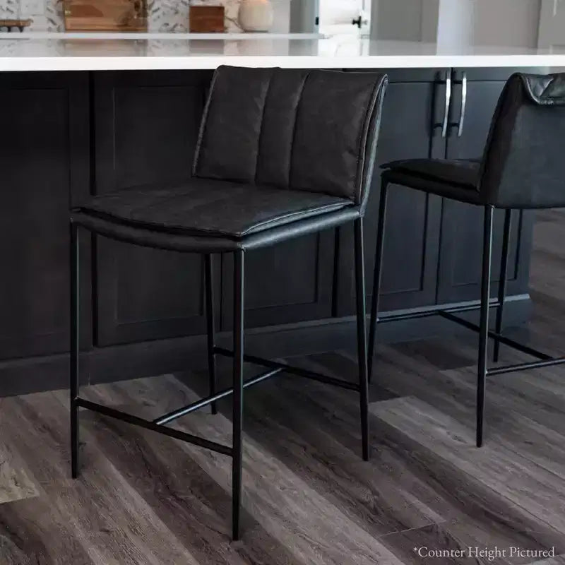 Tabouret de bar en métal avec assise en simili cuir 29 po