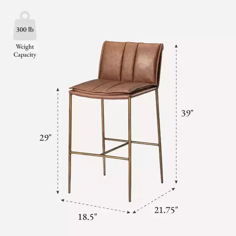 Tabouret de bar en métal avec assise en simili cuir 29 po