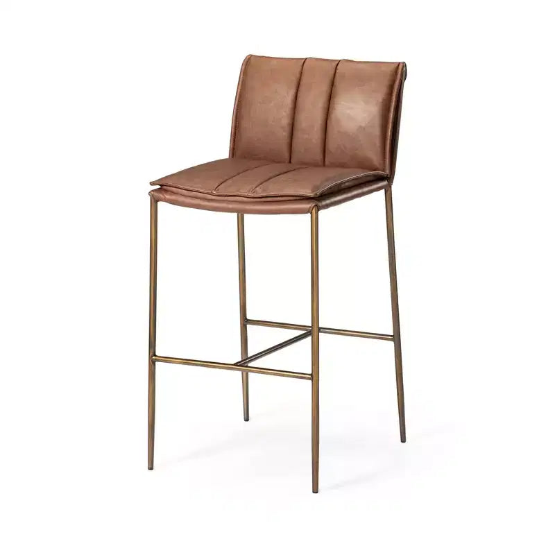 Maven Lane Gerard Metal Bar Stool with Faux Leather 29 Seat