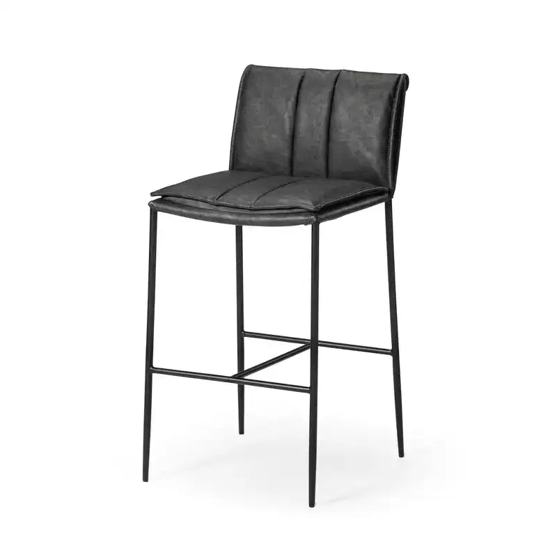 Tabouret de bar en métal avec assise en simili cuir 29 po