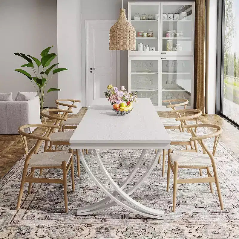 Table à manger rectangulaire de 78 pouces pour 6-8 personnes, grande table de ferme en bois