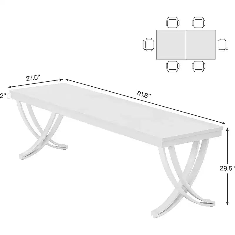 Table à manger rectangulaire de 78 pouces pour 6-8 personnes, grande table de ferme en bois