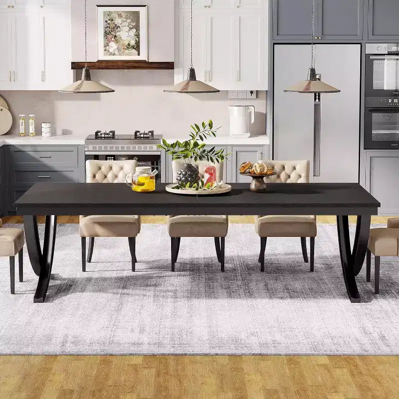 Table à manger rectangulaire de 78 pouces pour 6-8 personnes, grande table de ferme en bois