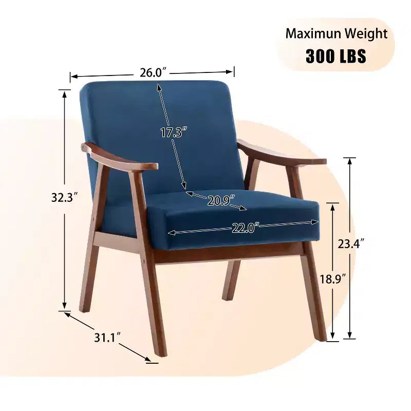 Fauteuils d'appoint pour chambre, Chaise de style moderne du milieu du siècle, Structure en bois massif
