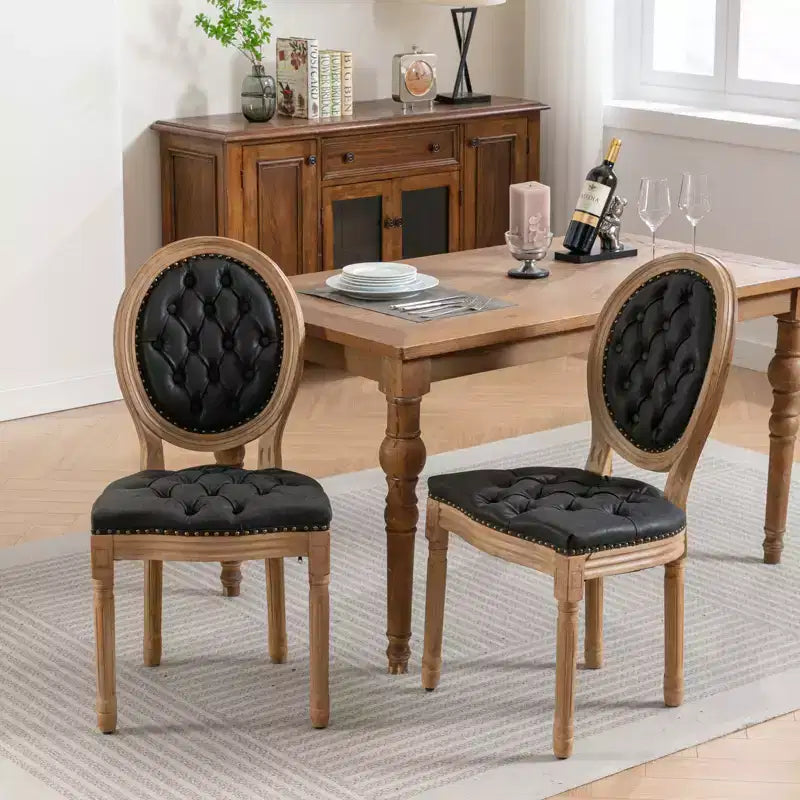 Modern Dining Chairs Set of 2, Mid Century Kitchen Dining Room Chairs with Backrest, Wood Frame and Legs, Rivet Decoration