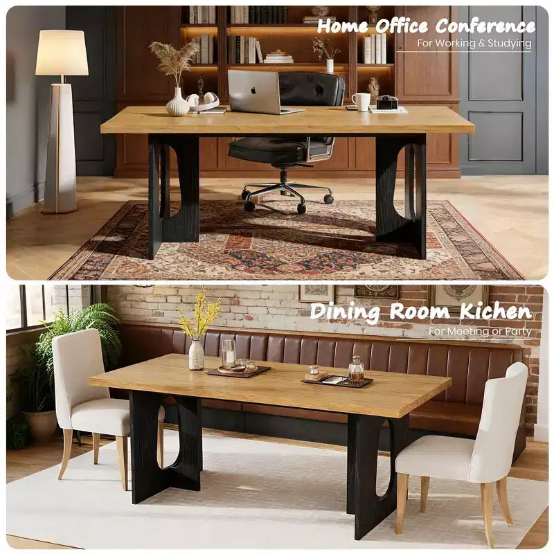 Table de salle à manger, bureau d'ordinateur, bureau moderne, poste de travail en bois