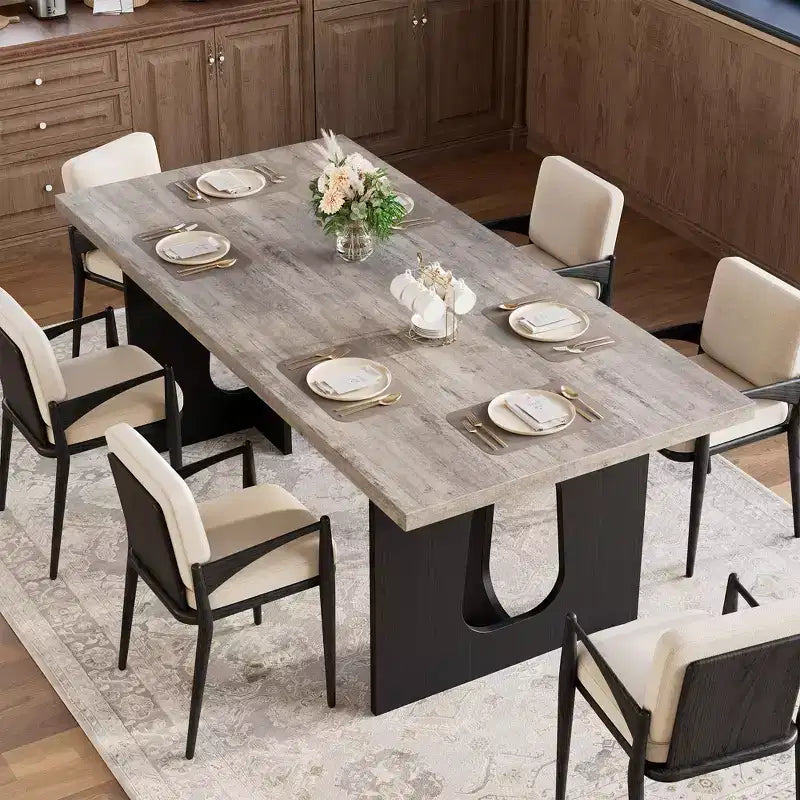 Dining Table, Computer Desk, Modern Office Desk, Wooden Workstation, Thickened Desktop and Heavy-Duty Base, Suitable for Kitchens, Offices and Homes
