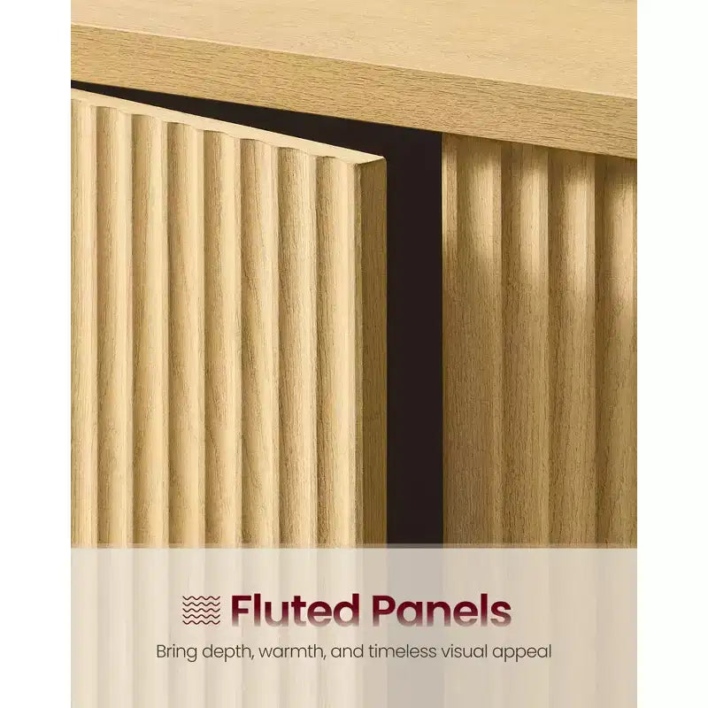 Buffet, Meuble de cuisine, Meuble de rangement avec étagère réglable, Portes cannelées