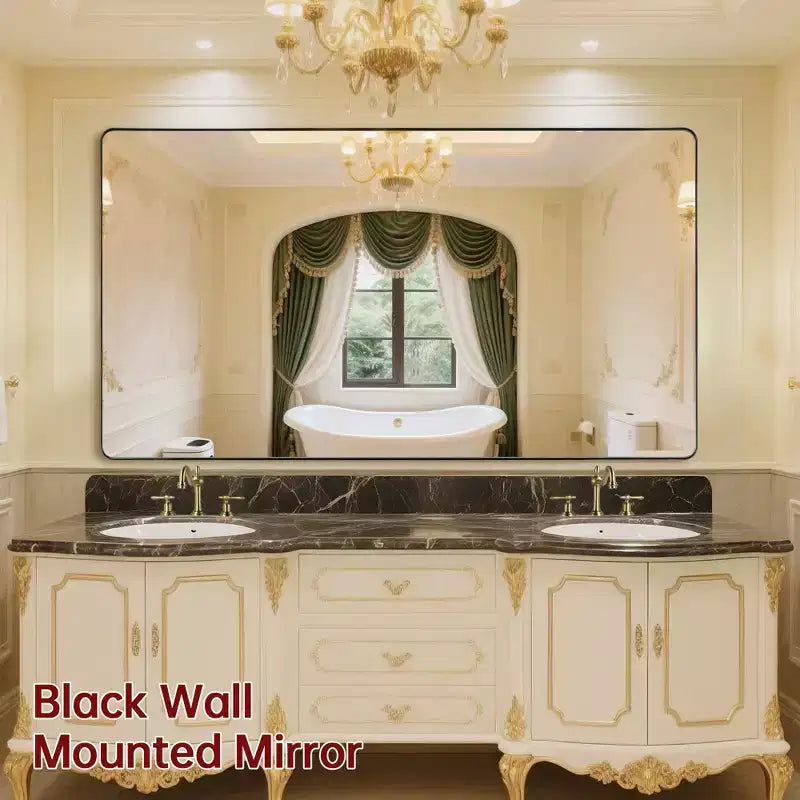 SUMERAIN Black Vanity Mirror, Vertically Full Length Mirror with Tempered Glass, Easy Install