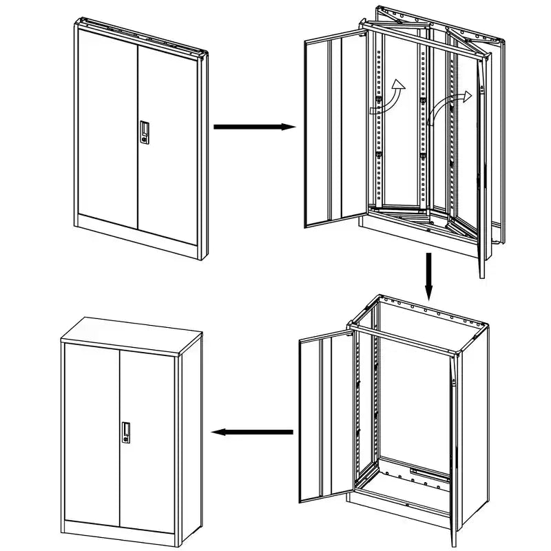 Meuble de rangement pliant en métal, Classeur avec portes verrouillables, étagère réglable, Noir