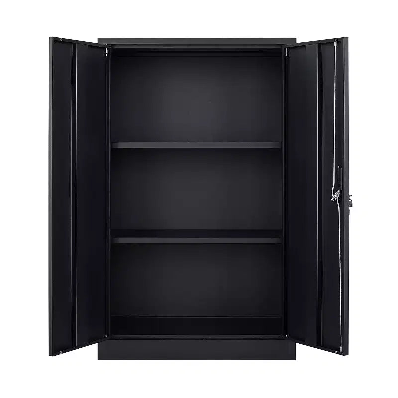 Meuble de rangement pliant en métal, Classeur avec portes verrouillables, étagère réglable, Noir