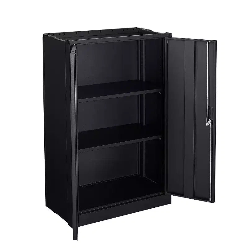 Meuble de rangement pliant en métal, Classeur avec portes verrouillables, étagère réglable, Noir