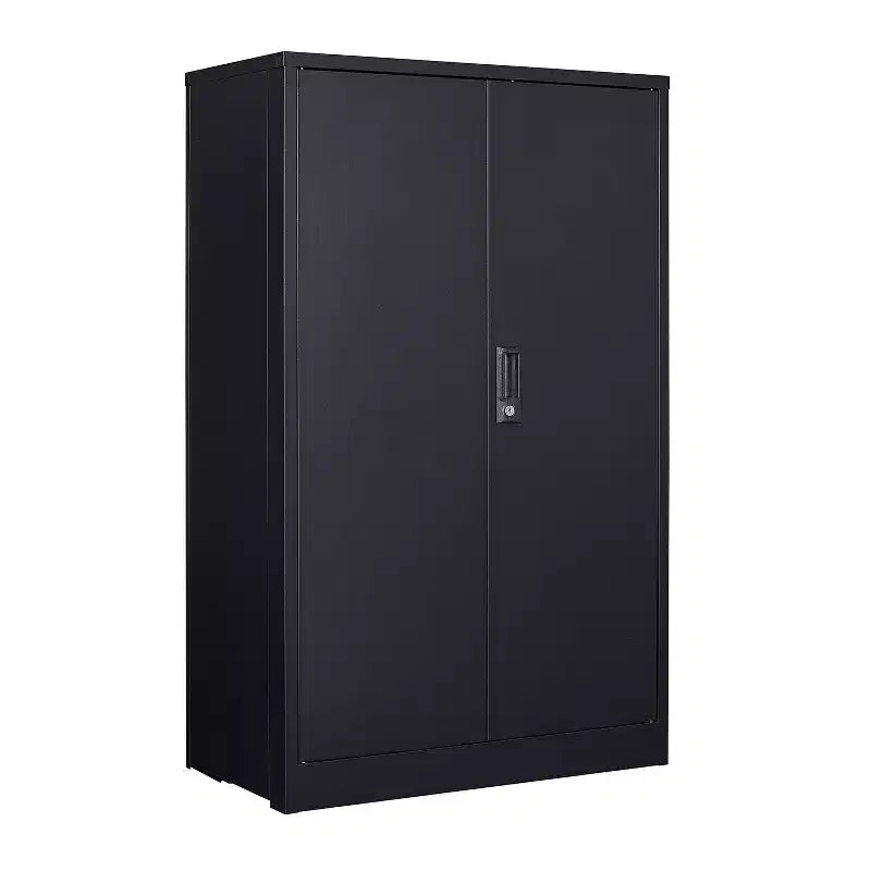 Meuble de rangement pliant en métal, Classeur avec portes verrouillables, étagère réglable, Noir