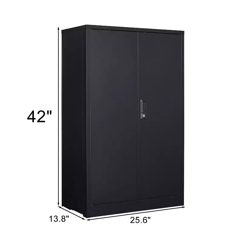 Meuble de rangement pliant en métal, Classeur avec portes verrouillables, étagère réglable, Noir