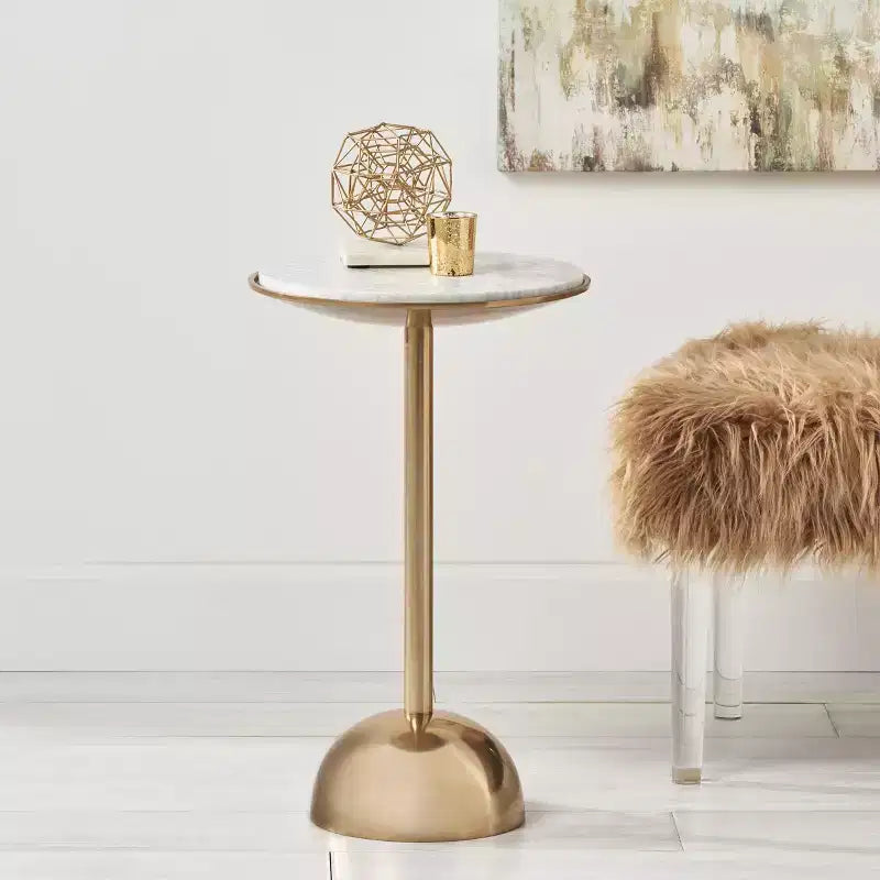 Christopher Knight Home Marcia Modern Aluminum Accent Table with Marble Table Top