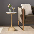 Table d'appoint moderne en aluminium avec plateau en marbre