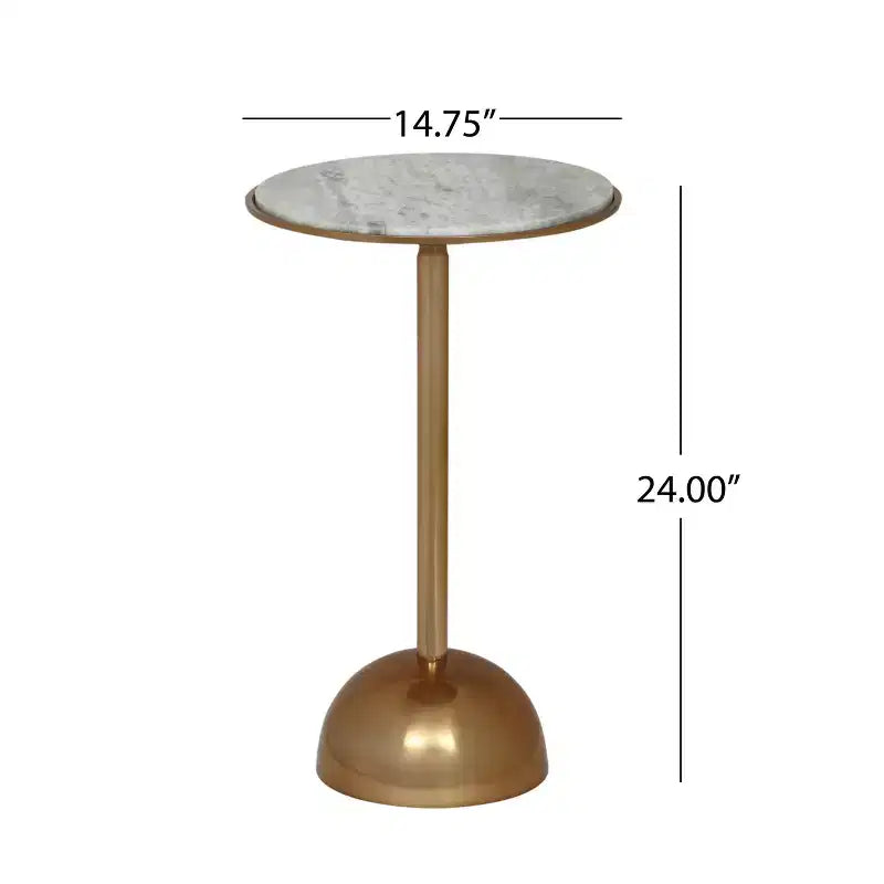Table d'appoint moderne en aluminium avec plateau en marbre