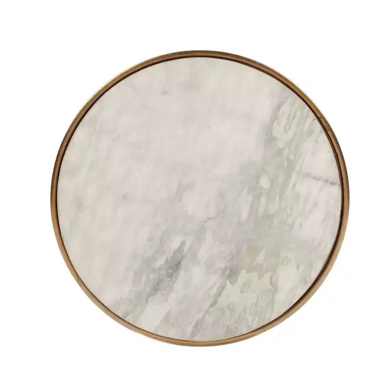 Table d'appoint moderne en aluminium avec plateau en marbre