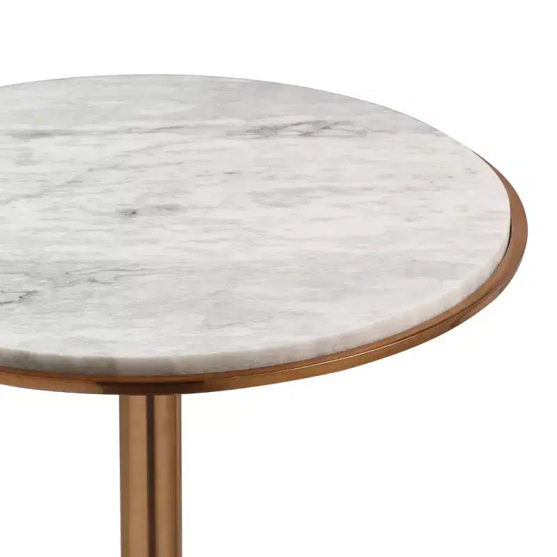 Table d'appoint moderne en aluminium avec plateau en marbre