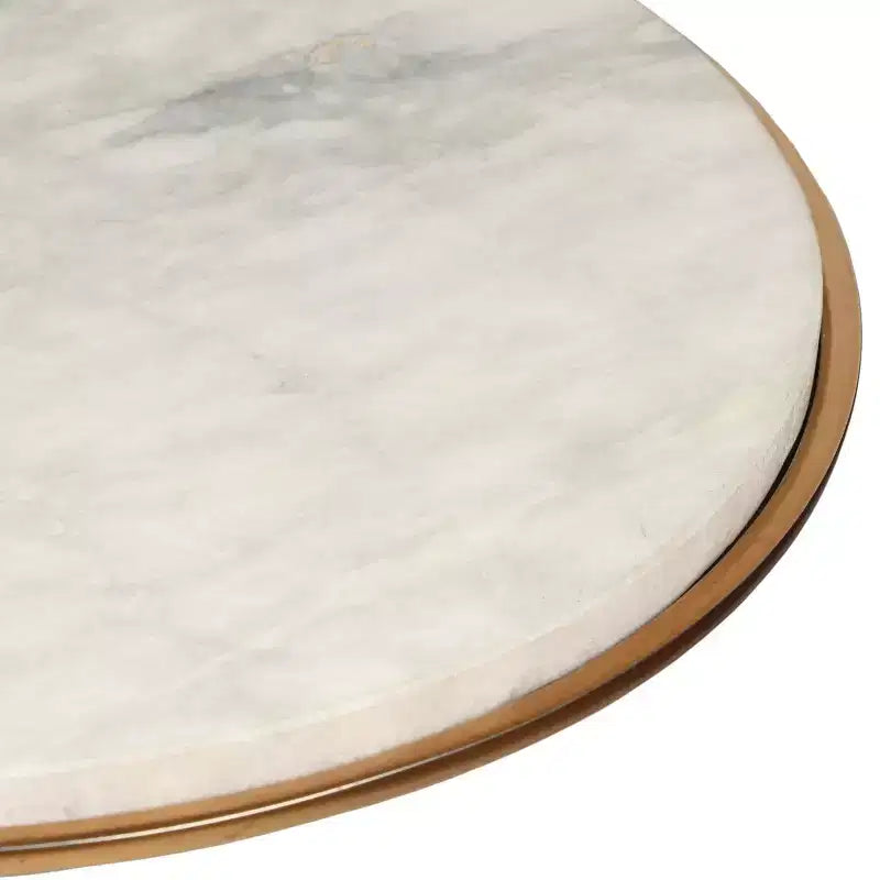 Table d'appoint moderne en aluminium avec plateau en marbre