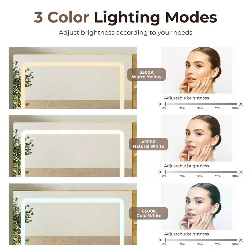 Coiffeuse avec plateau en verre, grande coiffeuse moderne avec miroir à 3 modes d'éclairage