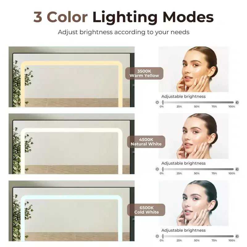 Coiffeuse avec plateau en verre, grande coiffeuse moderne avec miroir à 3 modes d'éclairage