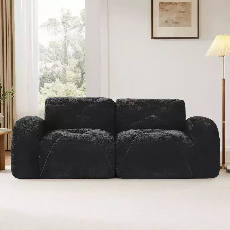 Modern Cloud Sectional Sofa, 2-Seater Small Sofa with Soft Velvet Fabric and 32D High-Density Sponge for Living Rooms or Apartments-Panipeachy