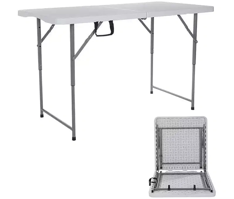 Adjustable Height Heavy Duty Folding Table, Portable? Utility Table - Fold-in-Half,?Ideal for Indoor/Outdoor, Camping, Picnic, Party, BBQ