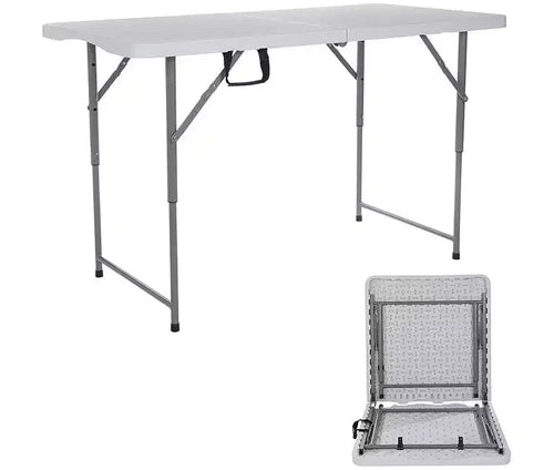 Adjustable Height Heavy Duty Folding Table, Portable? Utility Table - Fold-in-Half,?Ideal for Indoor/Outdoor, Camping, Picnic, Party, BBQ