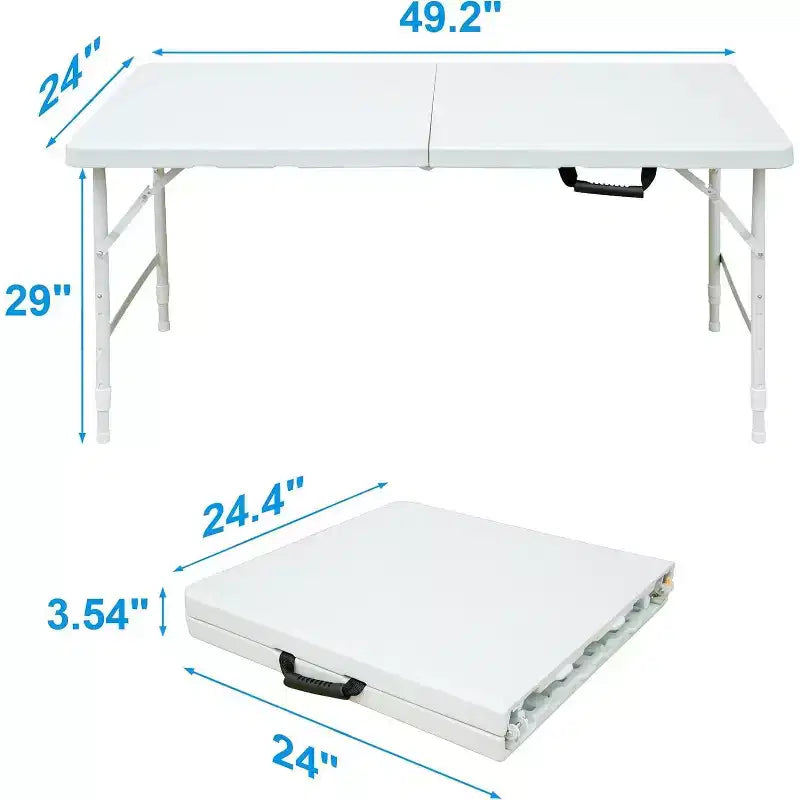 Table pliante robuste réglable en hauteur, table utilitaire portable