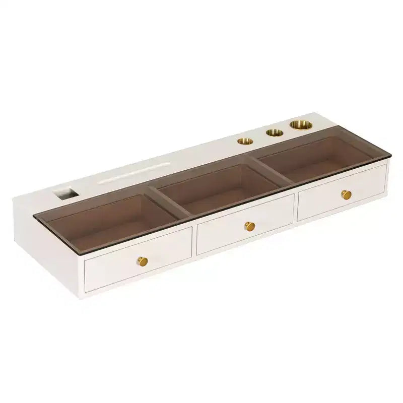 Table de toilette flottante murale moderne en bois, avec 3 tiroirs et finition verre