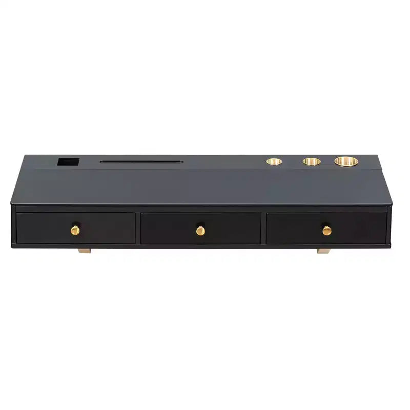 Table de toilette flottante murale moderne en bois, avec 3 tiroirs et finition verre