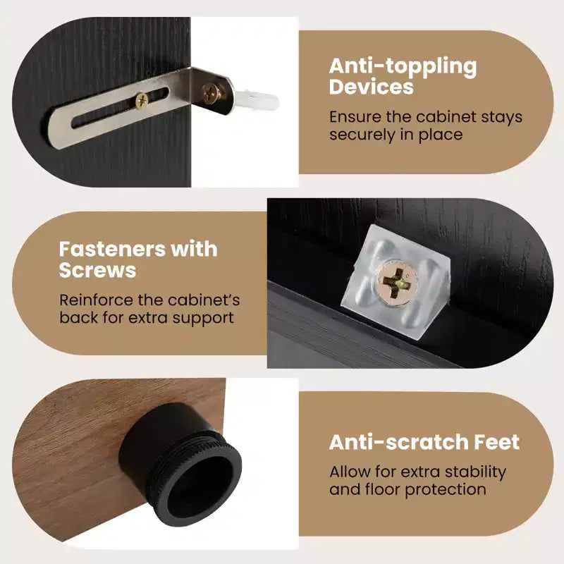 Buffet de rangement avec tiroir et portes à ouverture par pression