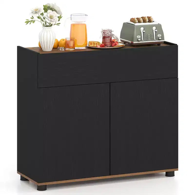 Buffet de rangement avec tiroir et portes à ouverture par pression