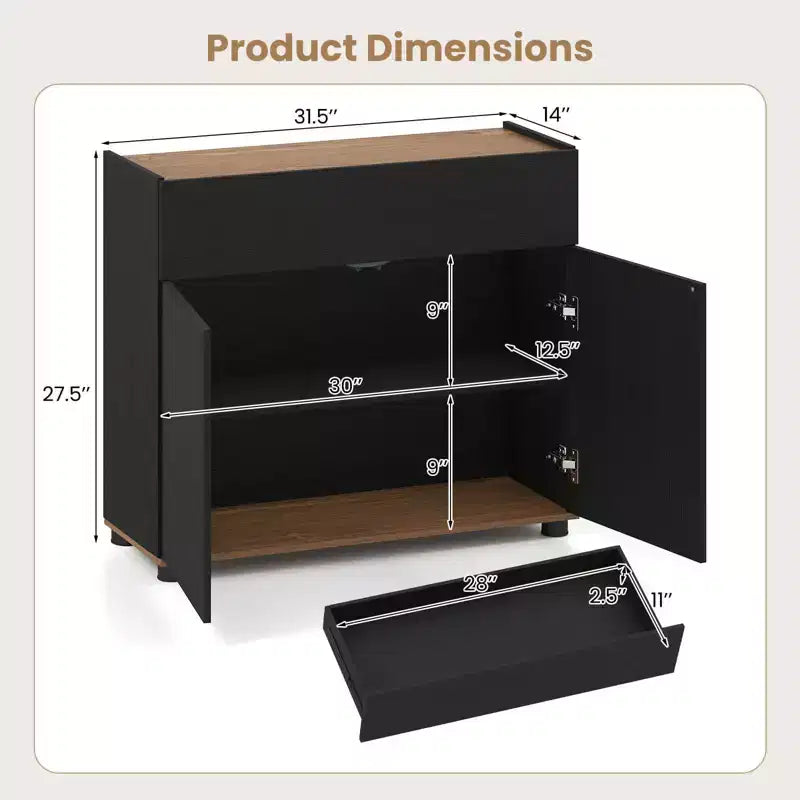Buffet de rangement avec tiroir et portes à ouverture par pression