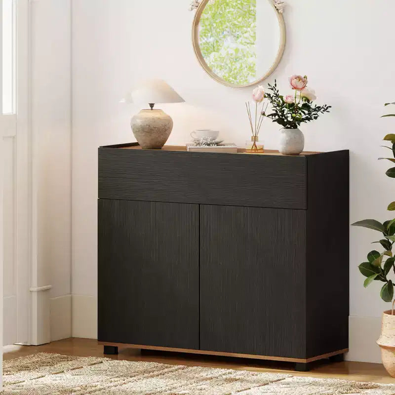 Buffet de rangement avec tiroir et portes à ouverture par pression
