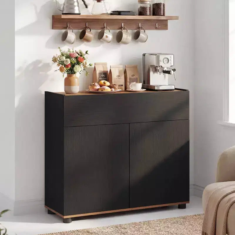 Buffet de rangement avec tiroir et portes à ouverture par pression