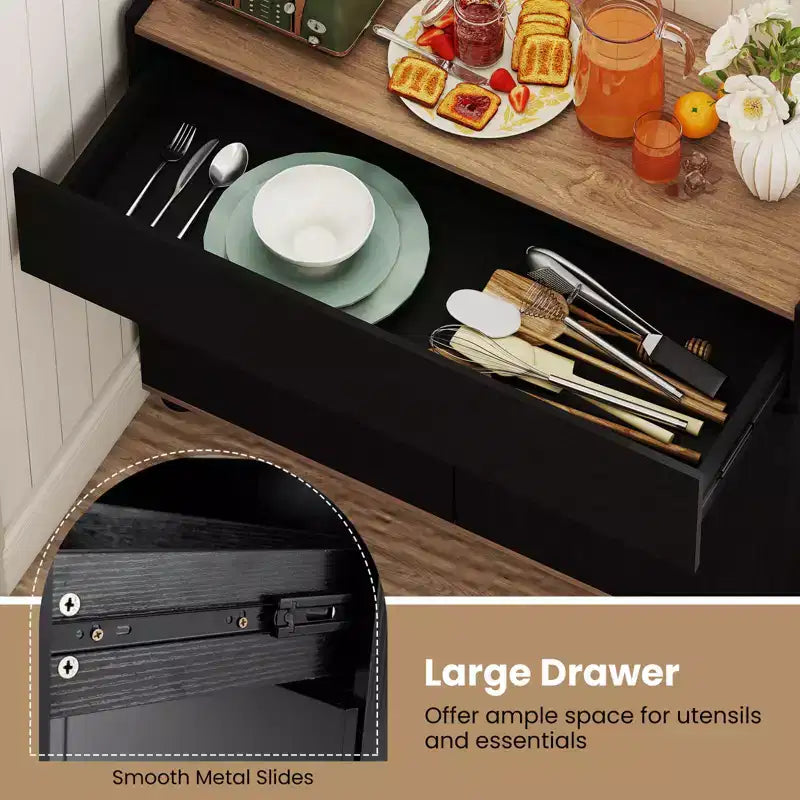 Buffet de rangement avec tiroir et portes à ouverture par pression
