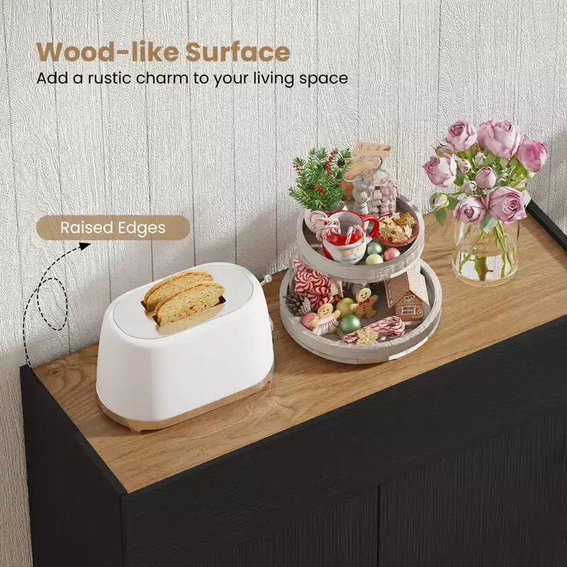Buffet de rangement avec tiroir et portes à ouverture par pression