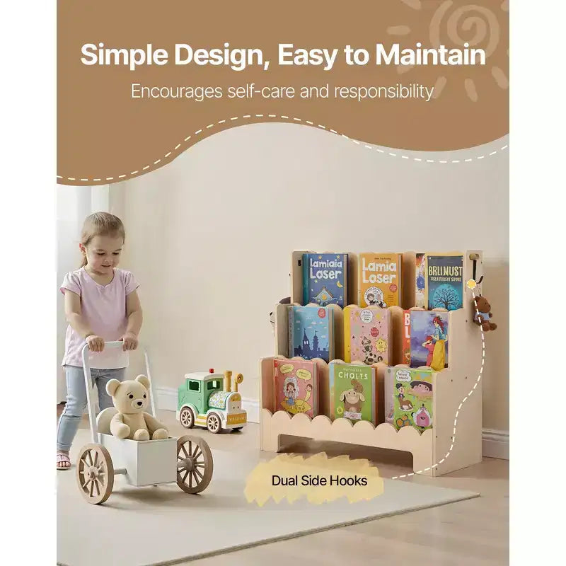 Bibliothèque, bibliothèque pour enfants à 3 niveaux festonnés, bibliothèque pour tout-petits frontale