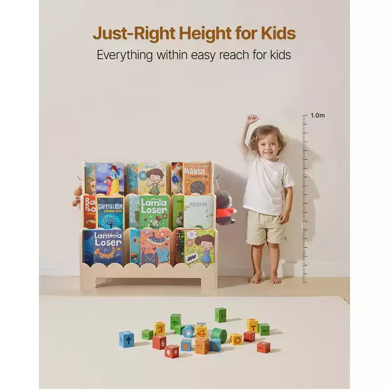 Bibliothèque, bibliothèque pour enfants à 3 niveaux festonnés, bibliothèque pour tout-petits frontale