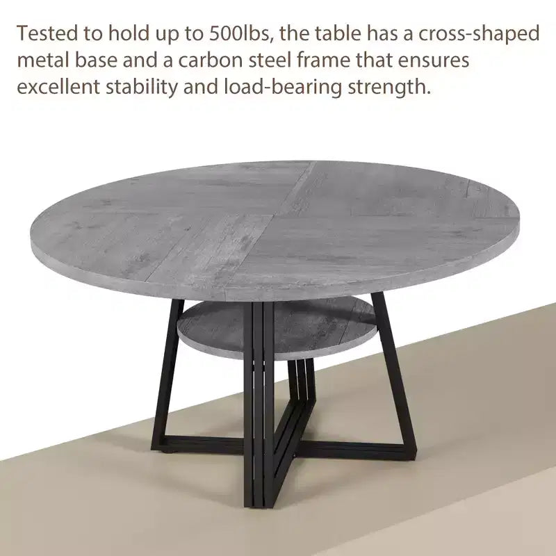 Table à manger ronde de 47'' pour 4 personnes, table de salle à manger de cuisine circulaire sur pied