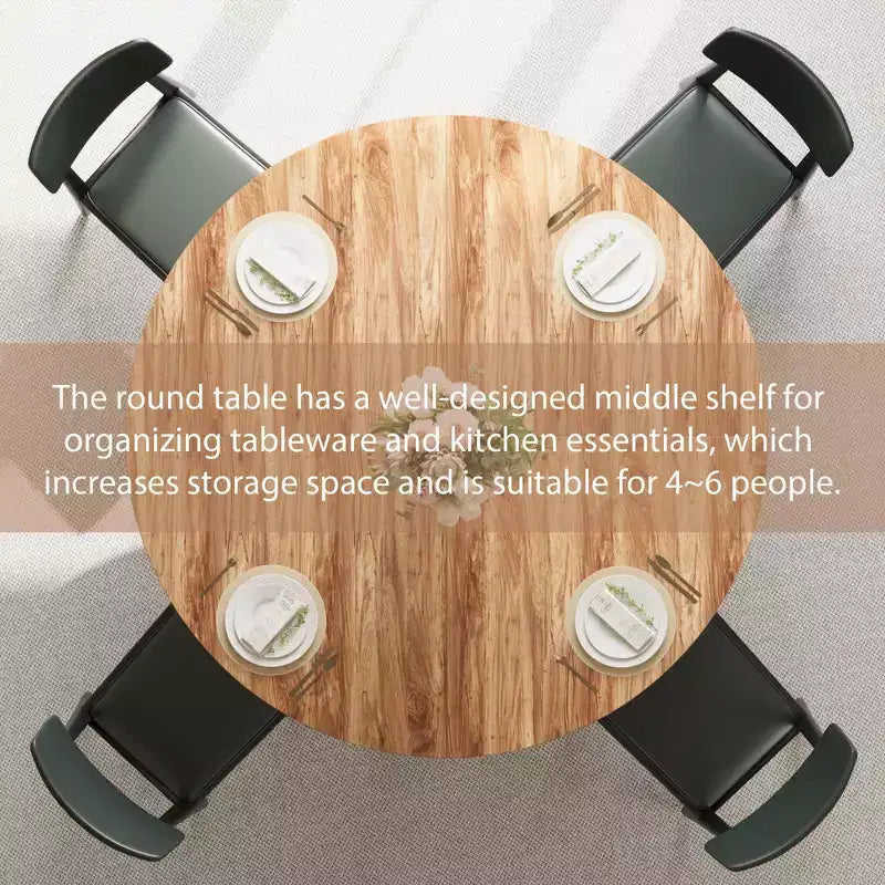 Table à manger ronde de 47'' pour 4 personnes, table de salle à manger de cuisine circulaire sur pied