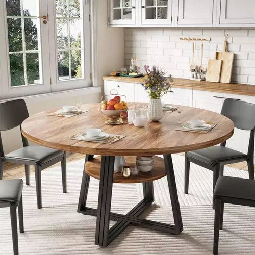 Table à manger ronde de 47'' pour 4 personnes, table de salle à manger de cuisine circulaire sur pied