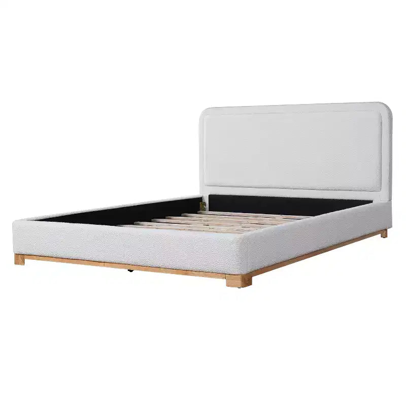 Cadre de lit plateforme Queen/King, lit rembourré moderne de style Mid-Century