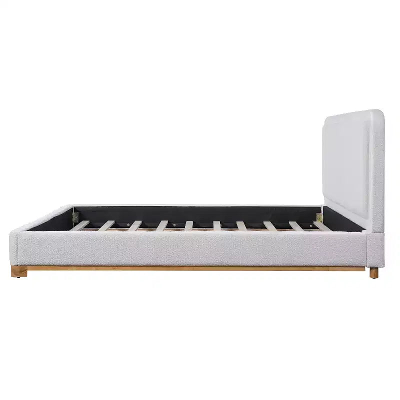 Cadre de lit plateforme Queen/King, lit rembourré moderne de style Mid-Century