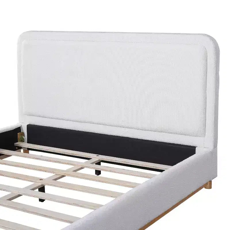 Cadre de lit plateforme Queen/King, lit rembourré moderne de style Mid-Century