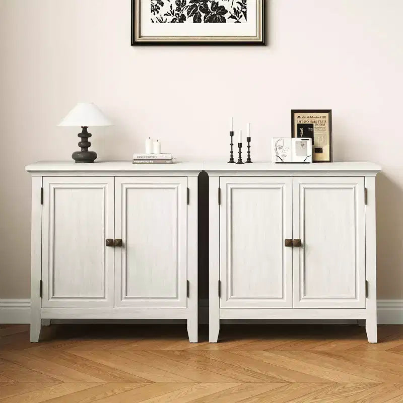 Buffet de cuisine avec portes, étagères réglables, blanc