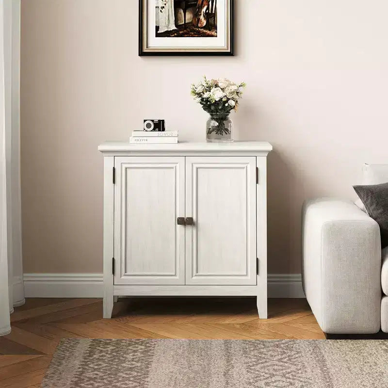 Buffet de cuisine avec portes, étagères réglables, blanc