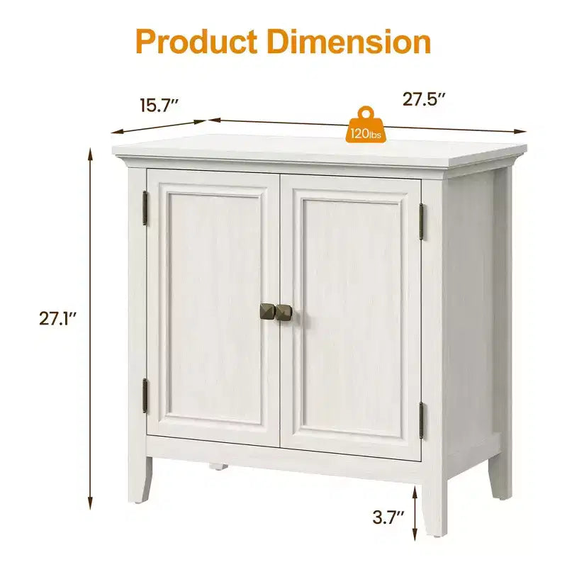 Buffet de cuisine avec portes, étagères réglables, blanc